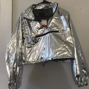 Metallic Silver Crop Top